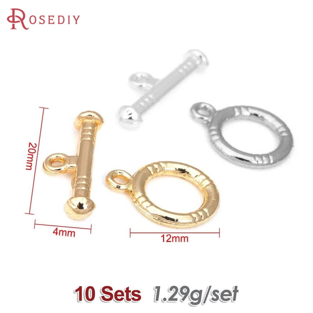 Ten sets of 18K gold round O-toggle clasps for bracelets and jewelry making