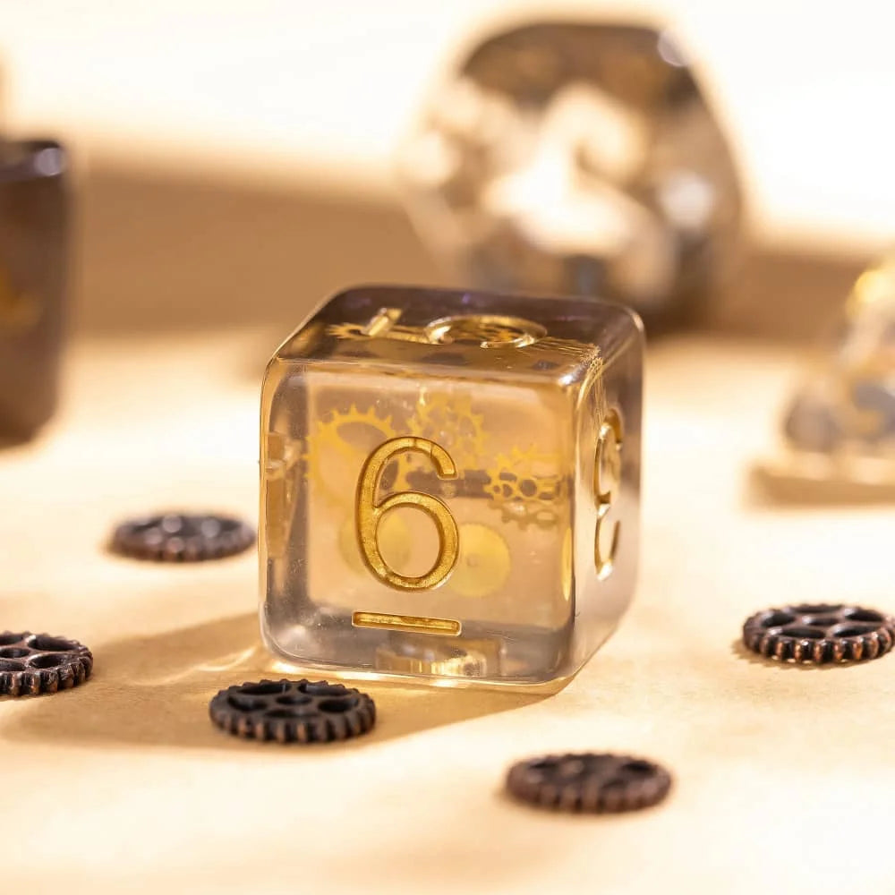 Steampunk Gear Dice Set for Tabletop RPGs