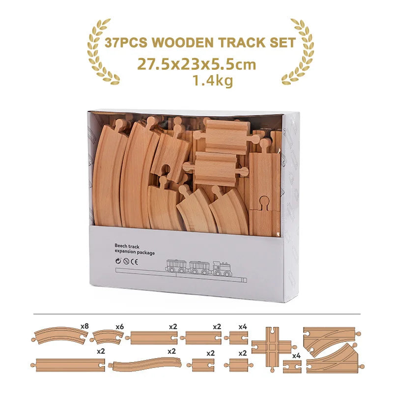 Wooden Train Track Expansion Set – Compatible with All Major Brands