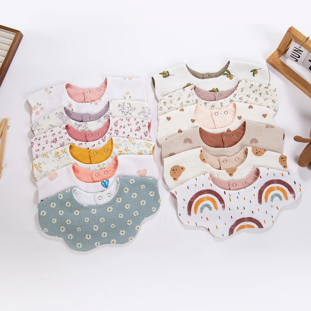 6-Layer Muslin Cotton Baby Bibs with Waterproof Backing