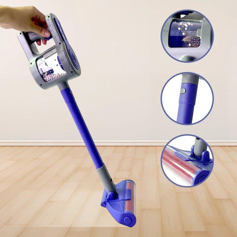 Battery-Powered Pretend Play Vacuum for Toddlers with Realistic Sounds and Spinning Brush