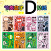 A colorful sticker puzzle set featuring various unicorn and fantasy-themed faces and figures for kids.