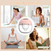 A collection of images showing a cordless breast pump used for housework, work, yoga, and reading.