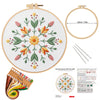 Embroidery DIY kit featuring a mandala flower pattern with stamped threads and English instructions