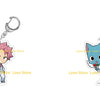 Chibi acrylic keychain of a pink-haired character from Fairy Tail with a silver keyring.