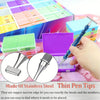A set of diamond art pens with interchangeable stainless steel tips and wax for placing beads and numbers.