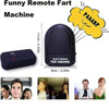 A black remote controlled fart machine device shown alongside people.
