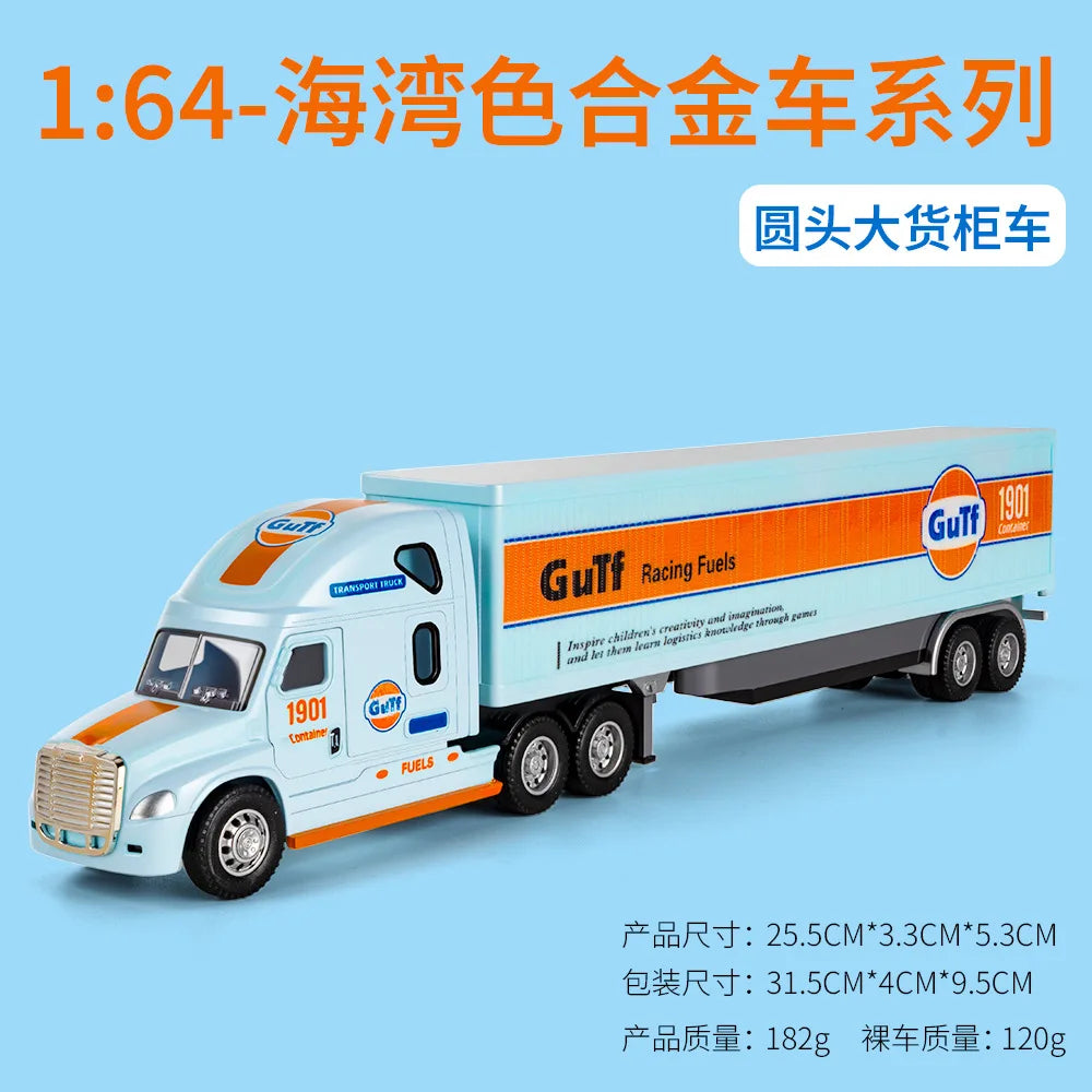 1:64 Scale Die-Cast Trailer Truck with Container - Gulf Racing Edition