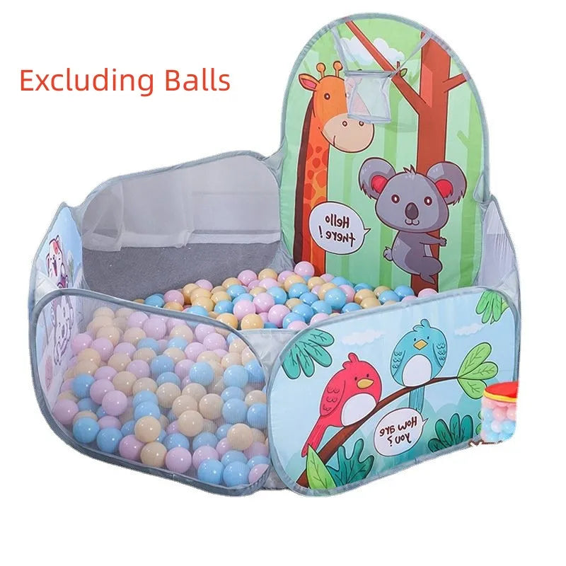 Kids Indoor Play Tent with Ball Pit and Basketball Hoop
