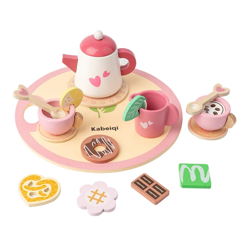 Wooden Pretend Play Tea Set for Kids