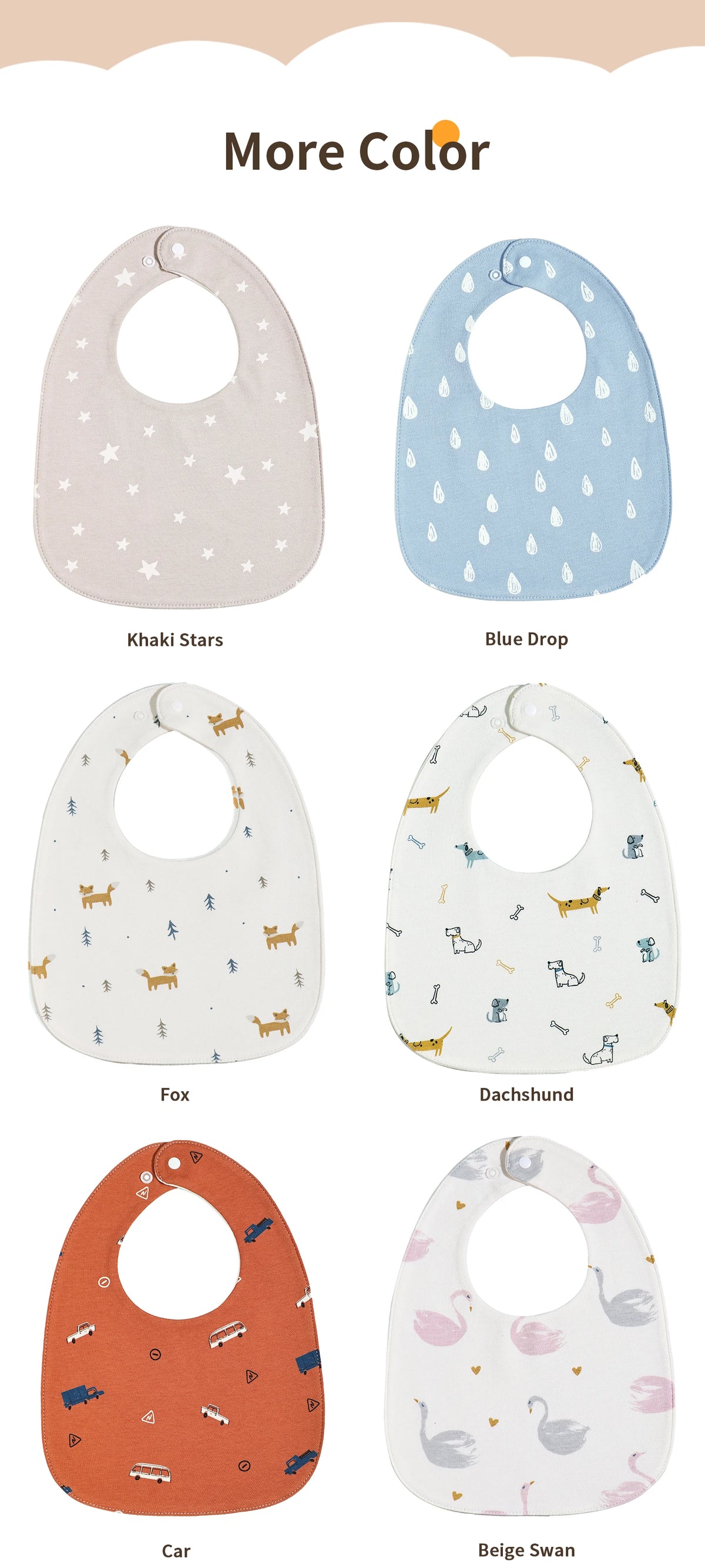 Soft Cotton Waterproof Baby Bibs (3-Pack, U-Shaped Design)