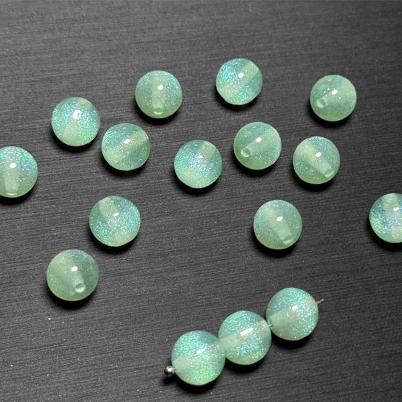Fine Flashing Resin Beads, Round Loose Beads for Jewelry Making