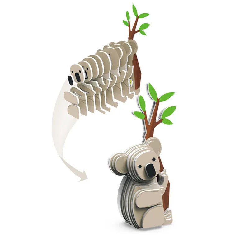 3D Paper Animal Puzzle Craft Kit – Lion, Tiger & Rabbit