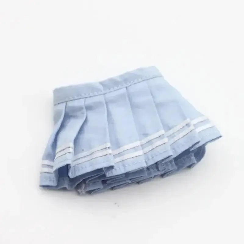 Mini Knit Doll Outfit Set – T-Shirt, Hat & Pleated Skirt for 15-17cm Dolls