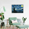 A diamond painting kit featuring the Van Gogh Starry Night painting on canvas.