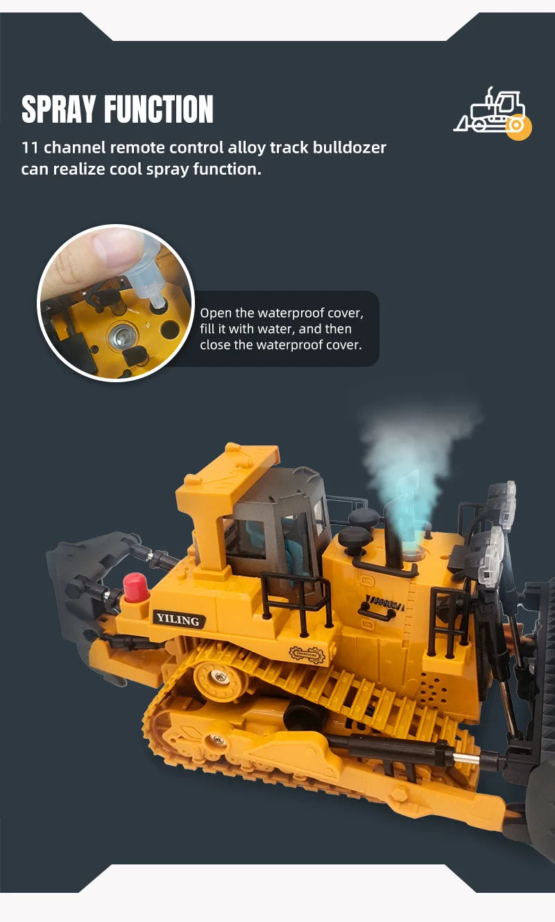 Remote Controlled Bulldozer with Working Shovel and Lights