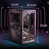 A white miniature bookshelf kit labeled C-476 displayed on a dark surface with measurement lines.