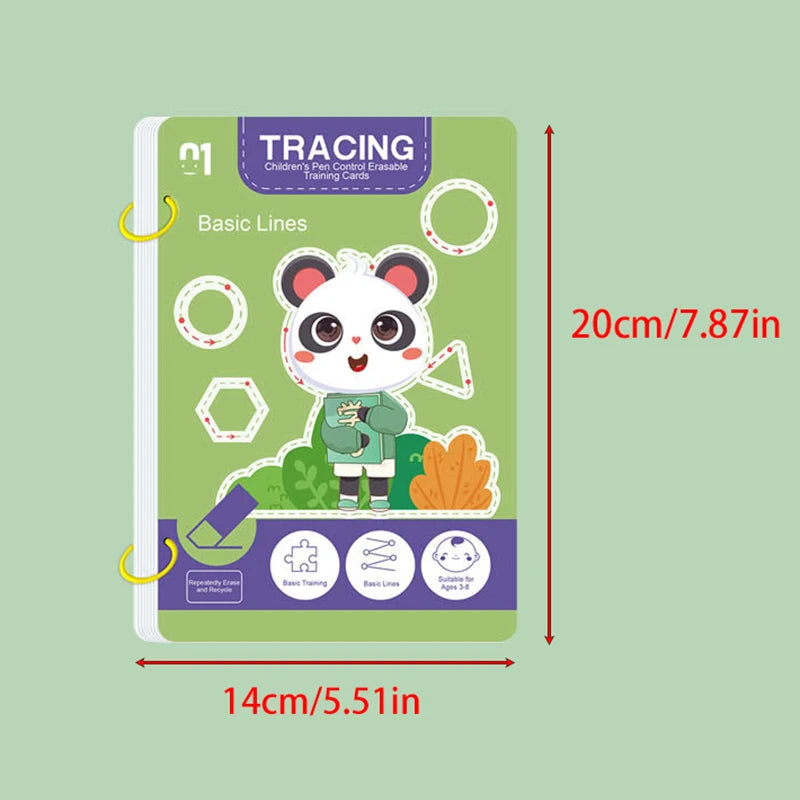 Reusable Magic Tracing Workbook for Kids with Pen and Eraser