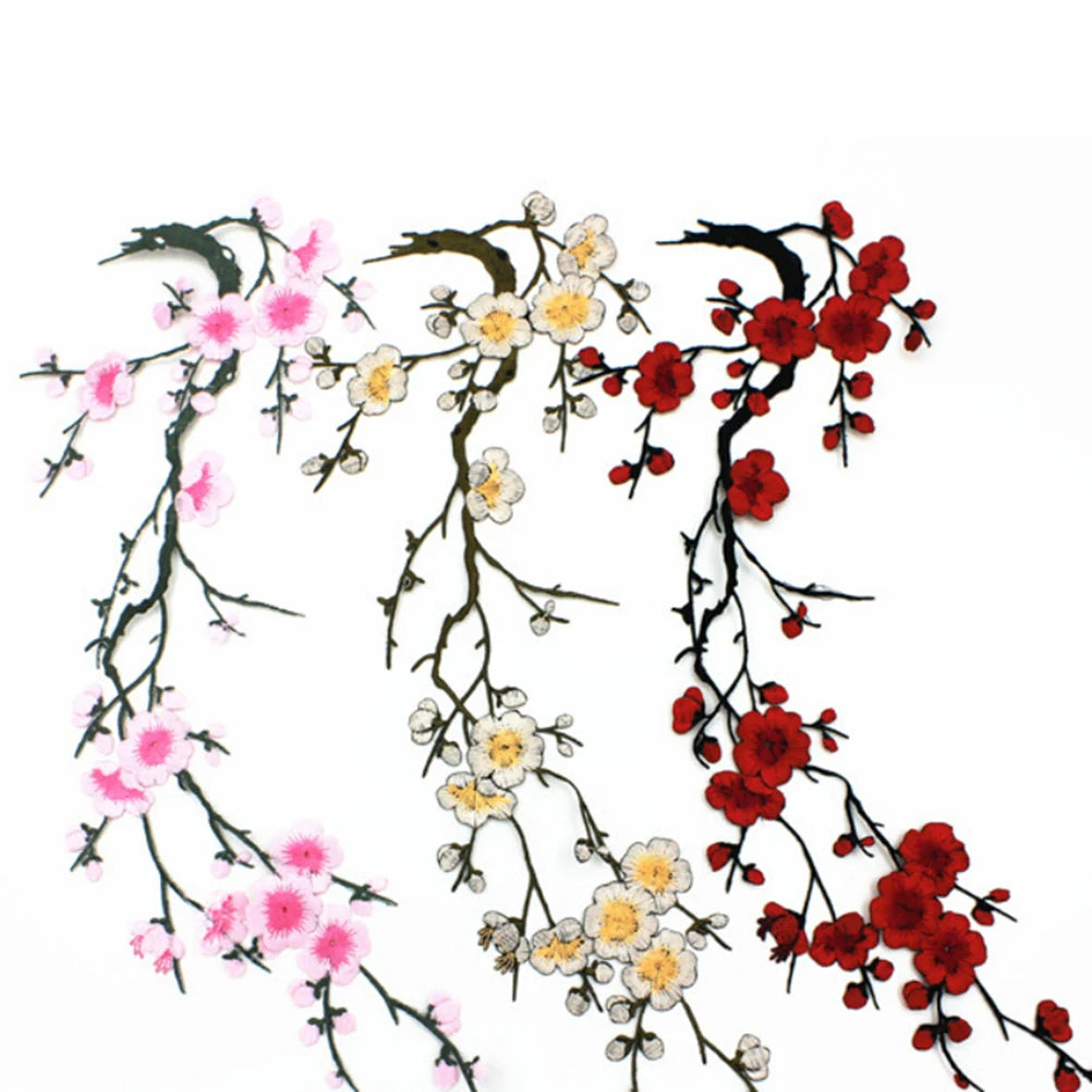 Plum Blossom Embroidered Applique Patch