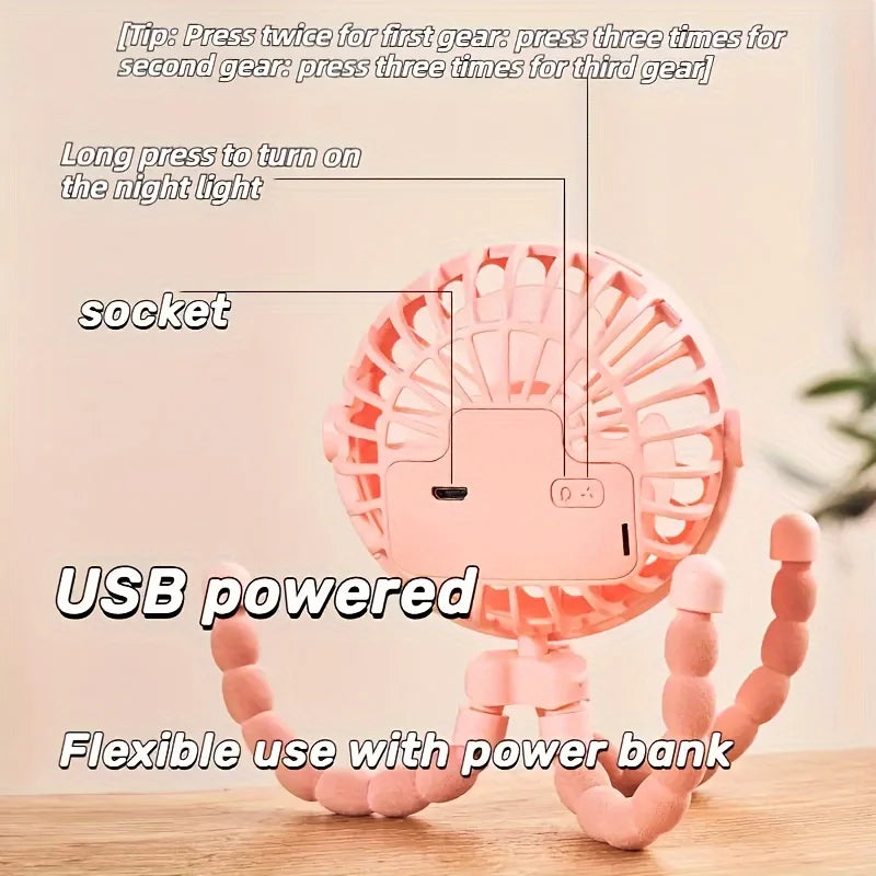 Flexible Mini USB Fan with Tripod Stand