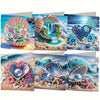 A set of DIY diamond painting birthday cards featuring intricate flower and bird designs on a textured background.