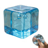 A translucent blue squishy butter stick fidget toy with a square shape and small holes.