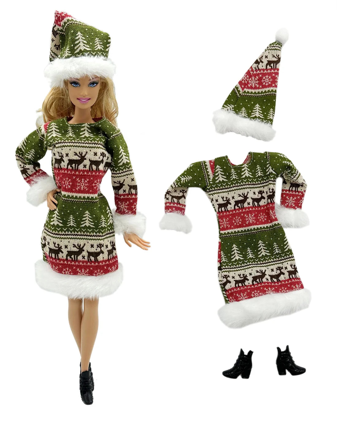 Festive Christmas Outfit Set for 11.5-Inch Dolls