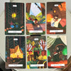 A collection of illustrated tarot cards featuring woodland fairy tale themes and botanical art.