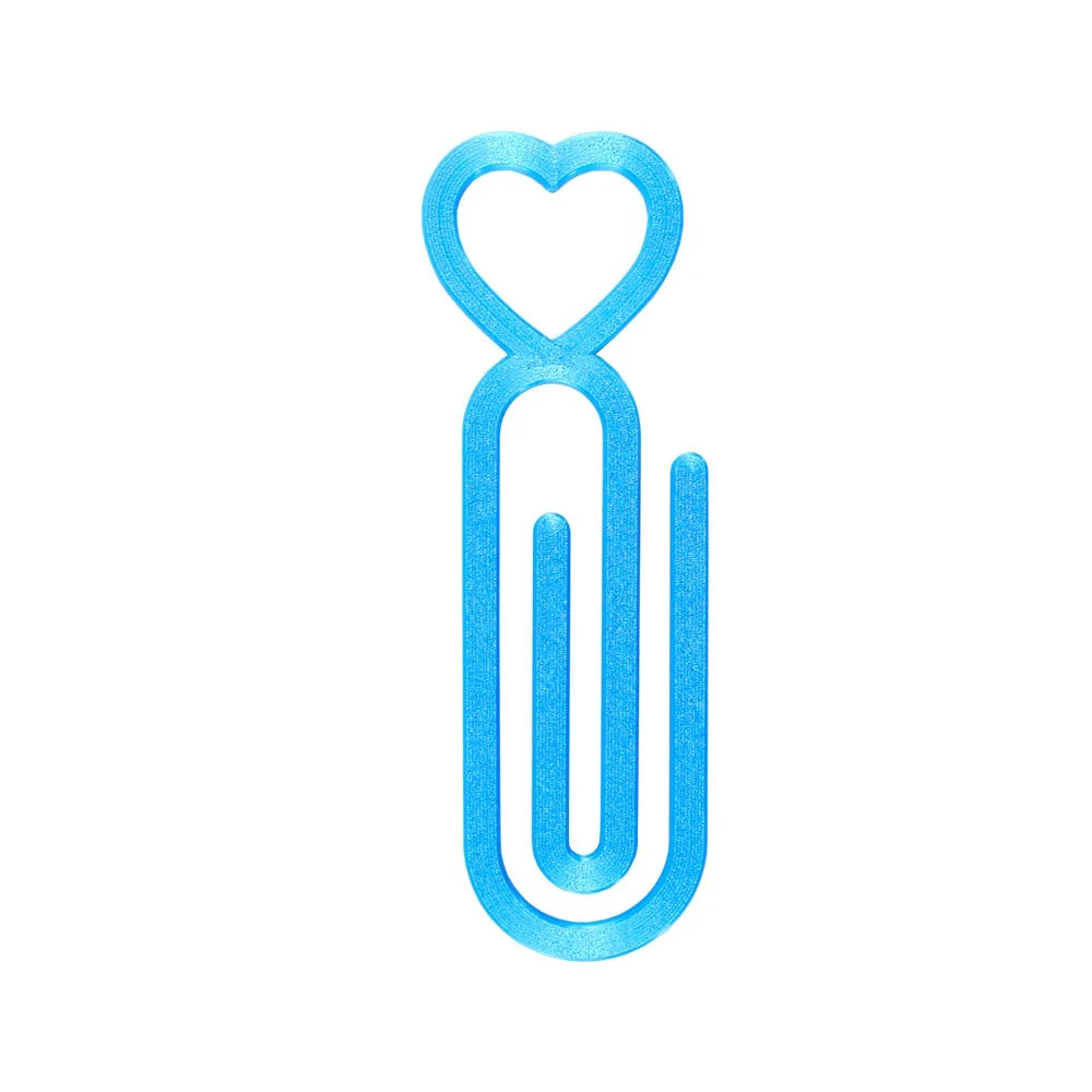 A pair of light blue heart-shaped canvas clips for diamond painting or cross stitch.