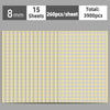 A sheet of round self-adhesive dot labels in yellow and light purple colors, with a total count of 3900 pieces.