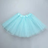 Light blue three-layer tutu skirt for girls with a gathered waistband