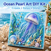 DIY Ocean Pearl Art Kit featuring a blue background with iridescent and sparkling designs of a sea creature