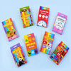 A collection of colorful early learning flash cards featuring fruit, telling time, and animals.