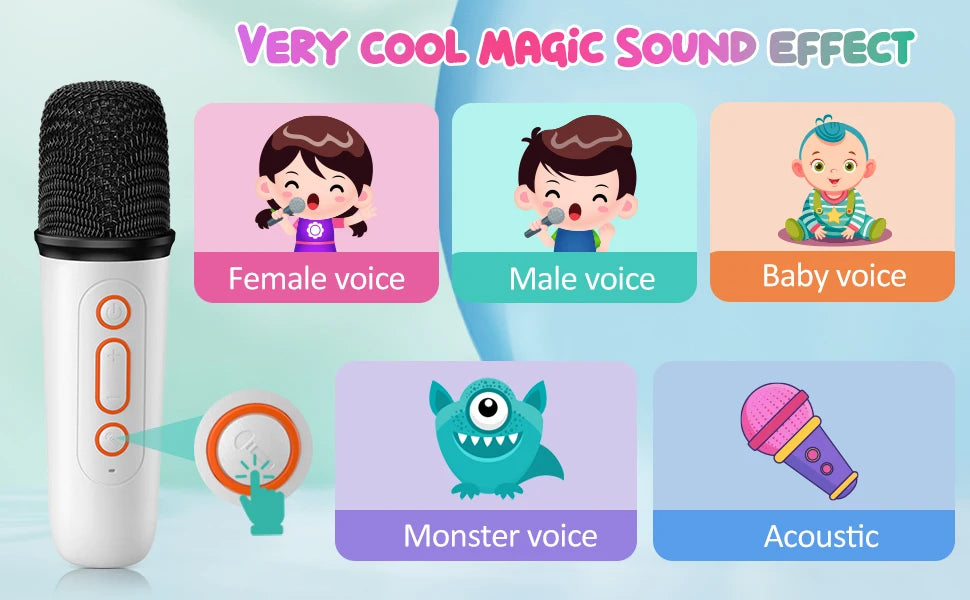 Portable Karaoke Machine with 2 Wireless Microphones