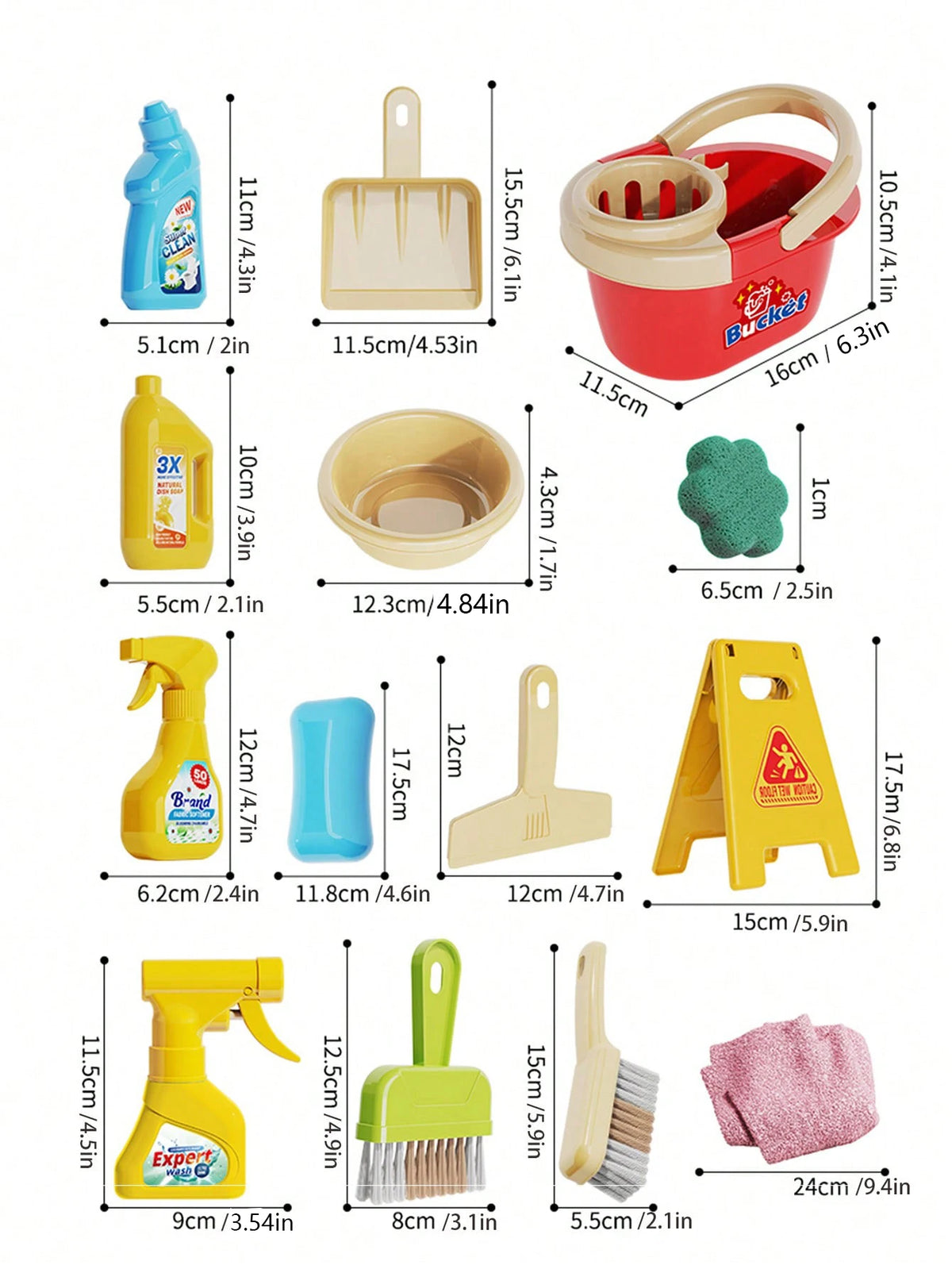 Kids Pretend Play Cleaning Set with Working Toy Vacuum