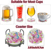 Diamond art coasters and holder set showing various cup sizes