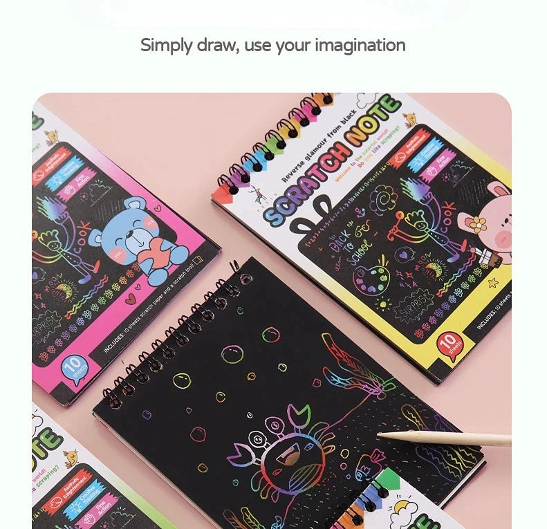 Rainbow Scratch Art Paper Set for Kids – DIY Graffiti & Drawing Activity Book