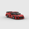 A red classic supercar model built from building blocks.