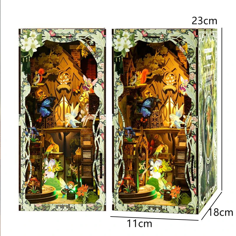DIY Miniature Book Nook Kit - Retro Wooden Dollhouse Shelf Decor