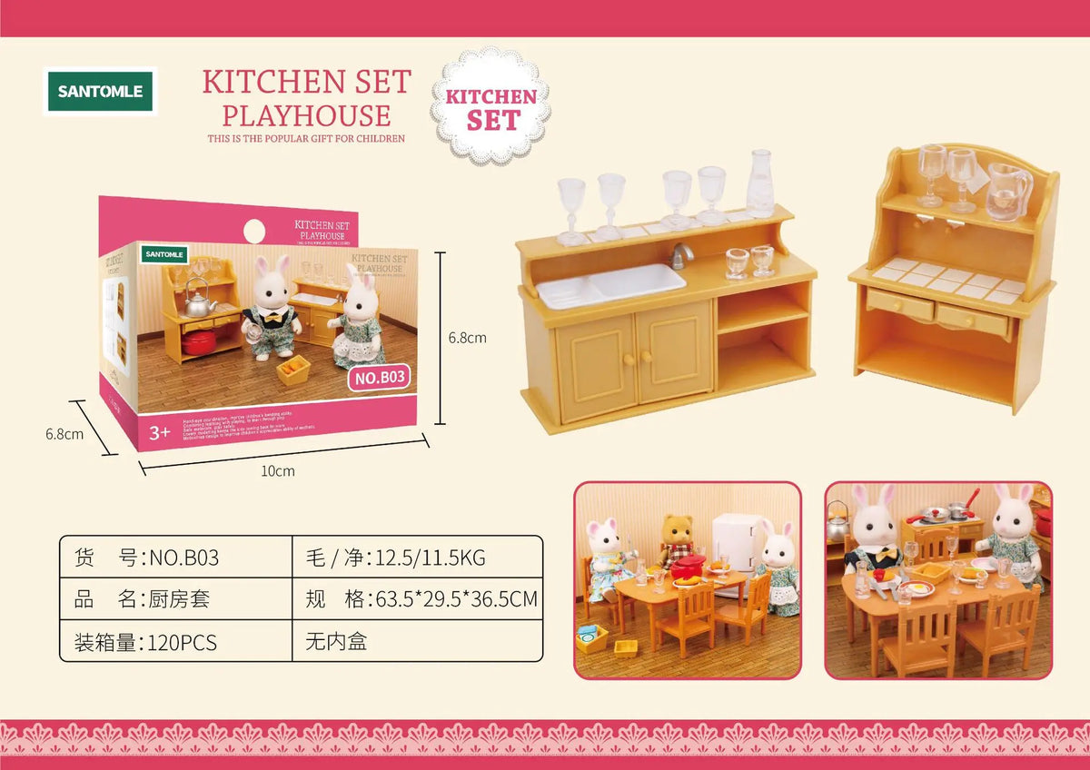 Forest Animal Miniature Dollhouse Furniture Set – 1/12 Scale Bedroom, Kitchen & Bathroom Decor