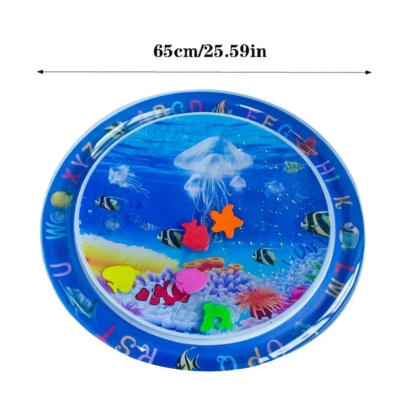 Inflatable Tummy Time Water Play Mat with Floating Fish