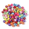 A collection of colorful rhinestone acrylic spacer beads in various shades and sizes.
