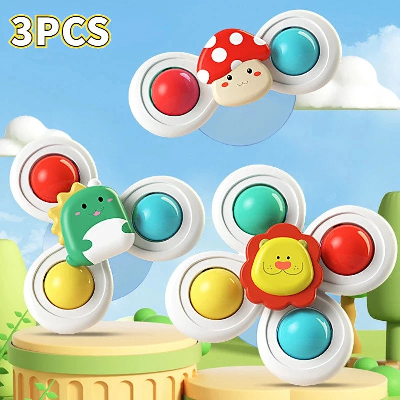 Suction Cup Spinning Toys for Babies – Bath & Travel Sensory Fun