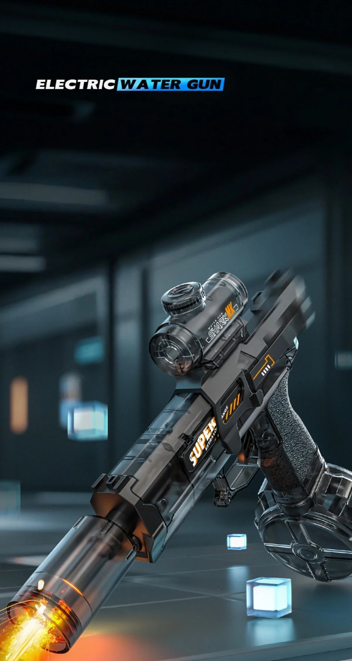 Electric Water Gun with Recoil and LED Flame Effects