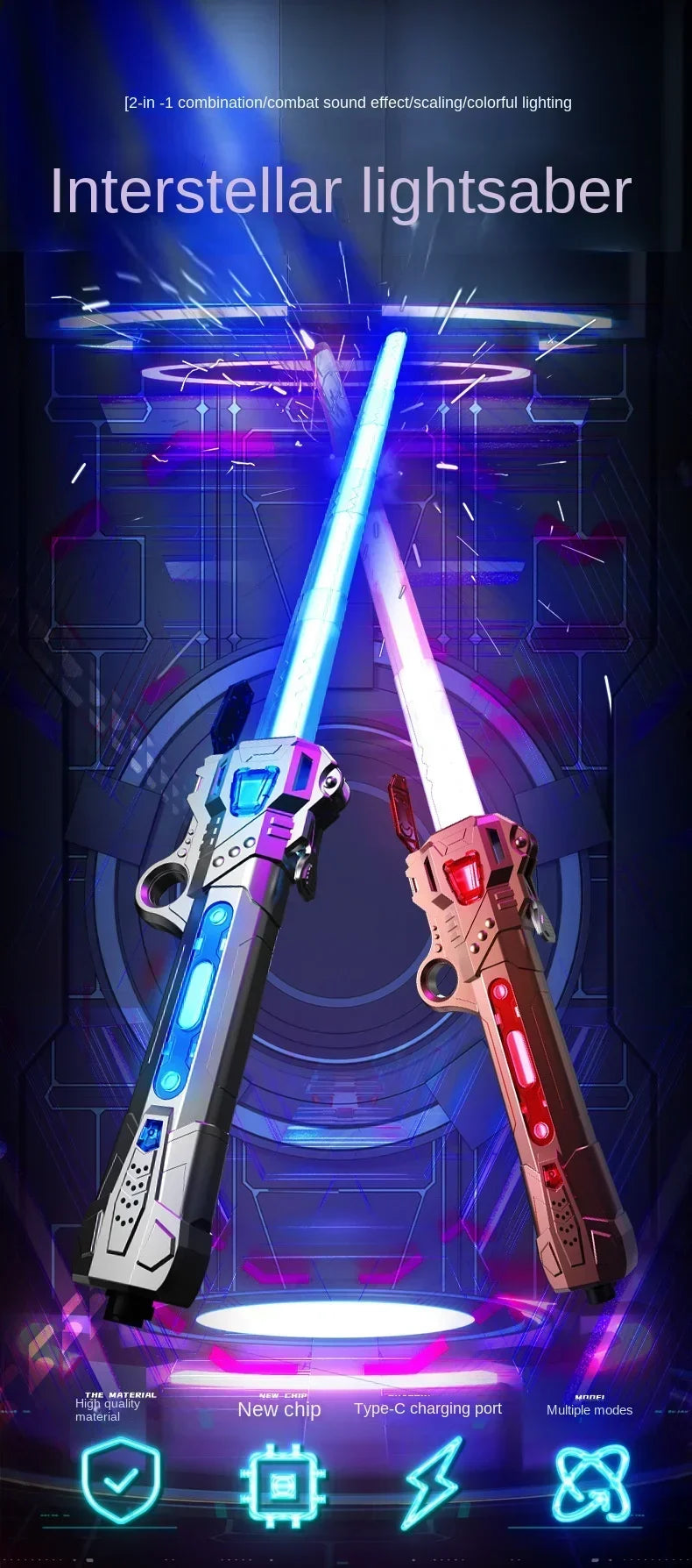 Telescopic Glow Sword with Music & Rotating Lights