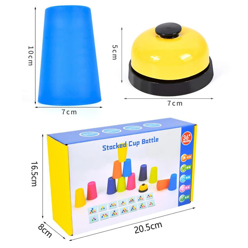 Montessori Stacking Cup Game with Color Cards