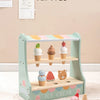 A wooden afternoon tea toy set featuring ice cream cones and related accessories for children.