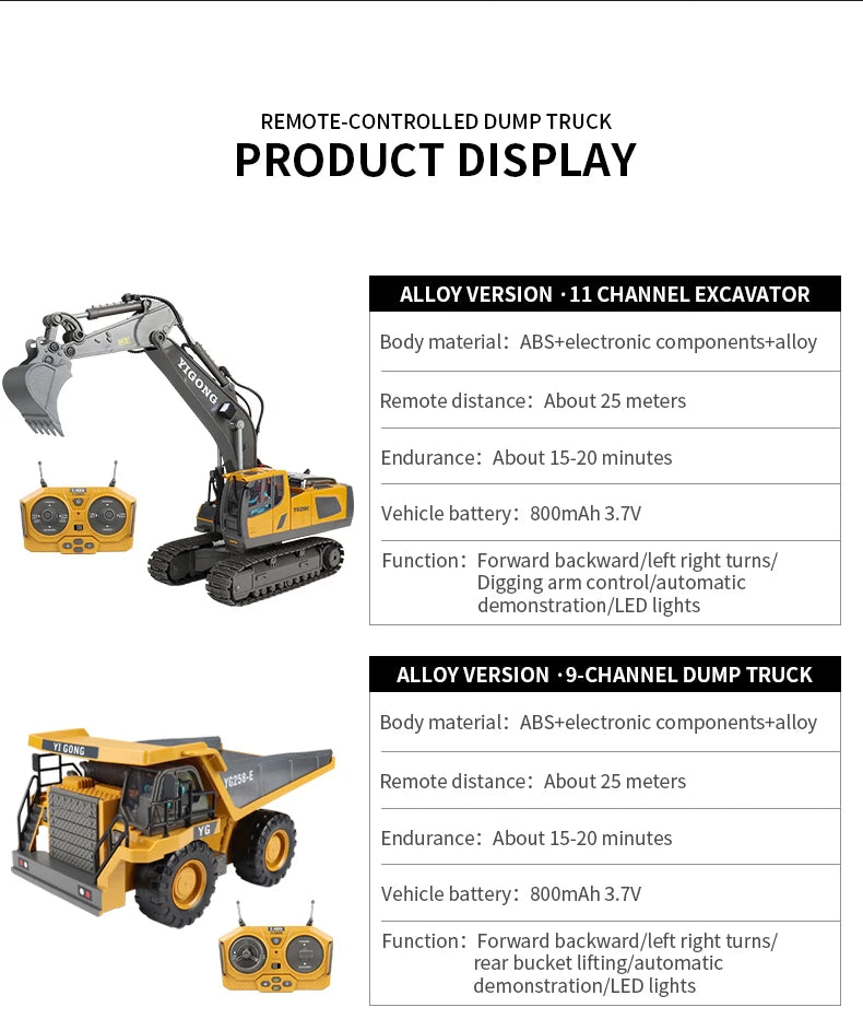 2.4G Remote Control Excavator with Lights and Sound Effects