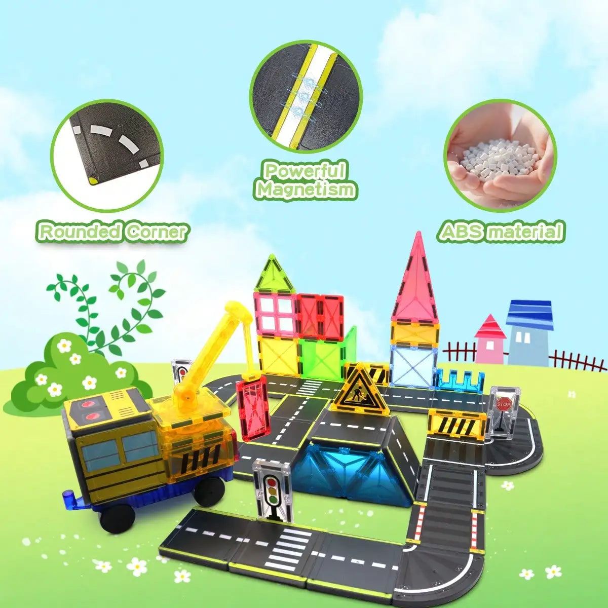 Magnetic Road Building Blocks Set with Race Track