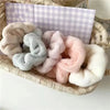 Plush Knit Scrunchie Hair Ties with Leather Accent